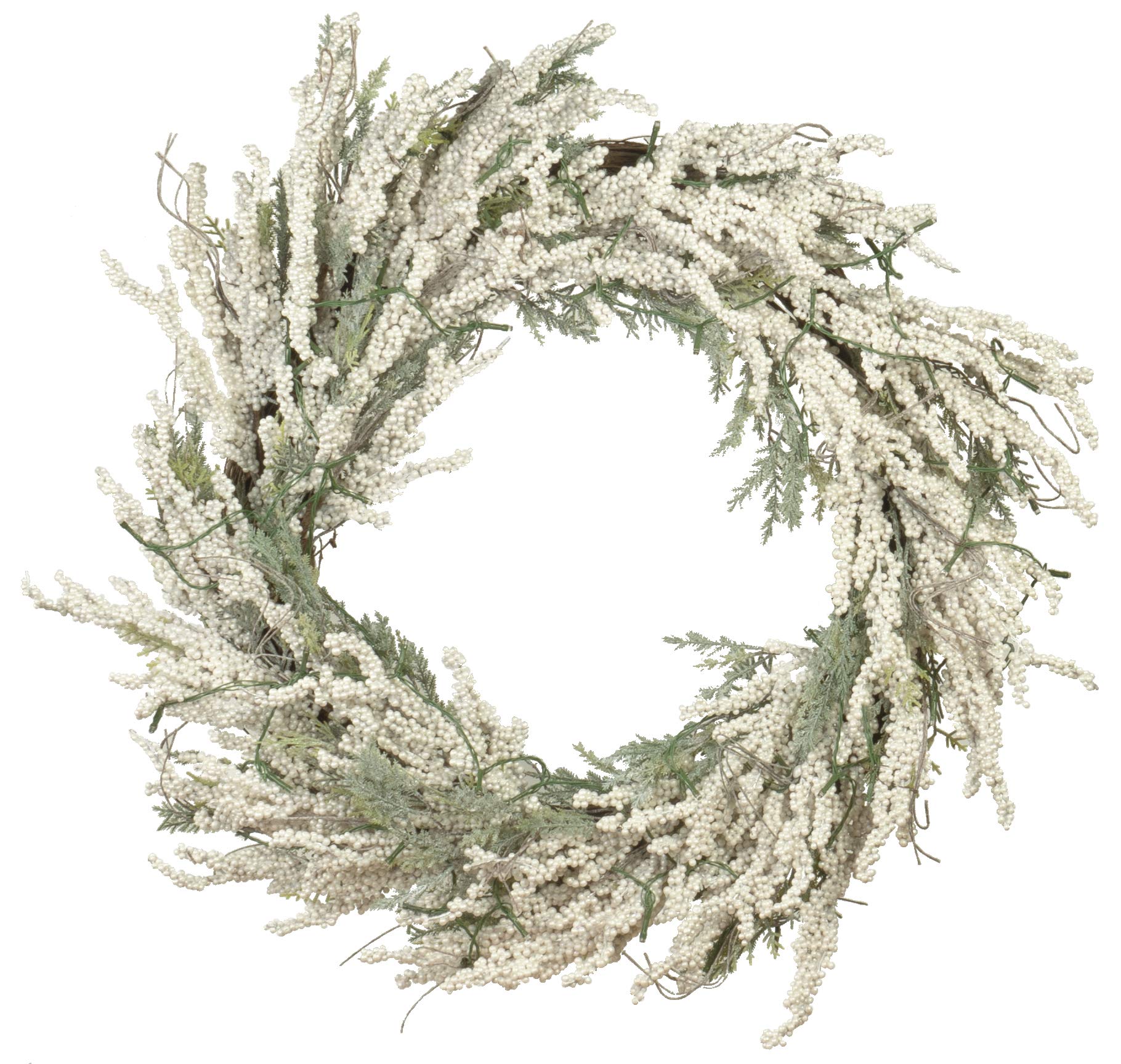 Red Co. - Corona de Navidad de 76 cm con bayas blancas y hojas de cedro, funciona con pilas, decoración artificial del hogar para otoño invierno