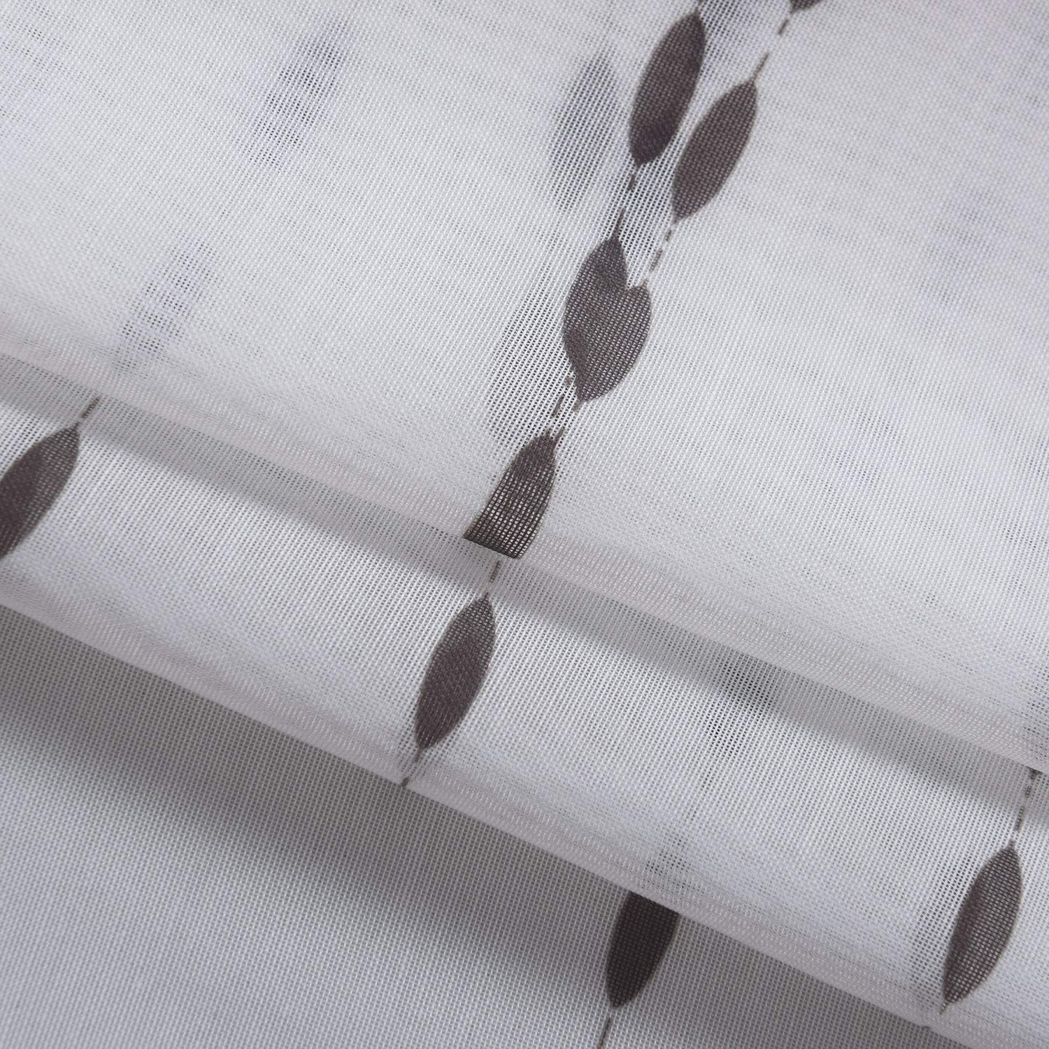 Megachest lucy Woven Voile Tab Top Curtain a pair with ties (28 colors) with tie backs (cotton-look printed drops - Image 4
