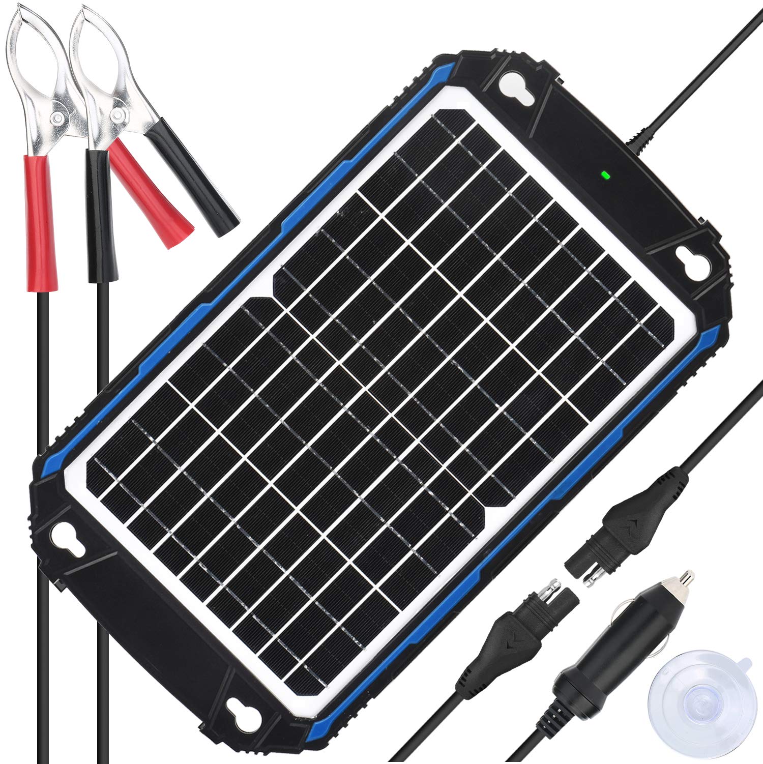 Upgraded Waterproof 12W Solar Battery Charger & Maintainer Pro - Built-in Intelligent MPPT Charge Controller - 12 Watts So...