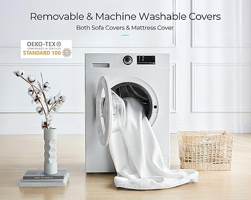 Miniatura 9 de LINSY HOME Sofá cama extraíble – Sofá cama de tamaño matrimonial, sofá cama convertible con carga USB, sofá cama extraíble, sofá biplaza de espuma