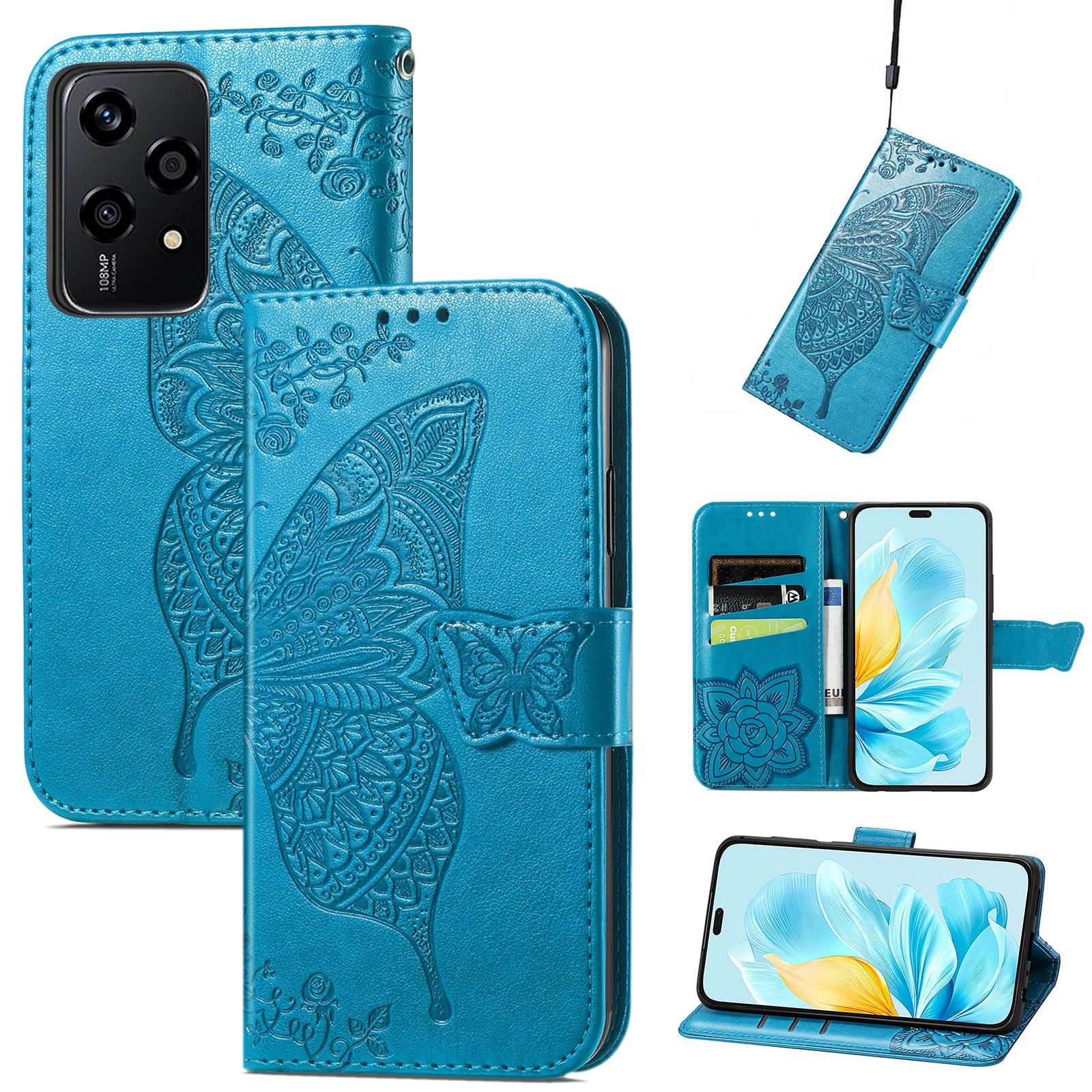 Leacckl Cover per Honor Magic 6 Lite 5G, Custodia a portafoglio in