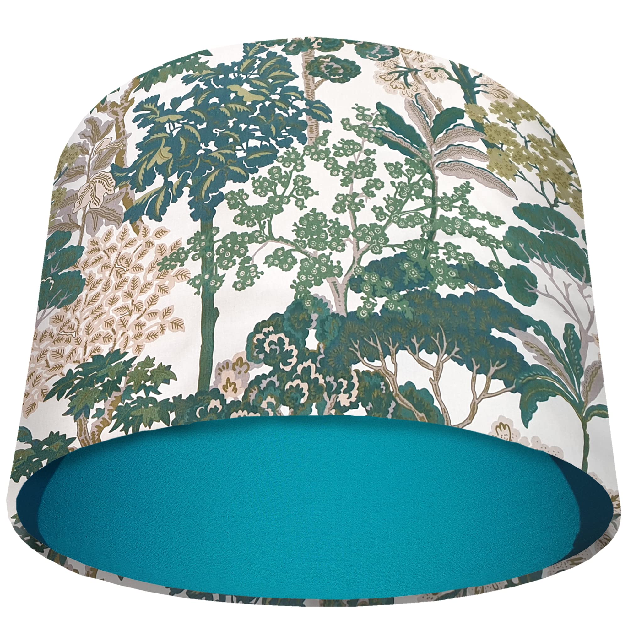 Green Lampshade with Choice of Colour Lining, Country and Nature Themed Tree Design (Teal)