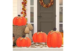 4 Pieces Hay Blocks Decoration with Fall Pumpkins for Porch and Yard