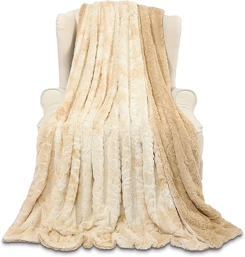 Manta de piel sintética tamaño Queen Acogedora, peluda y peluda Regalo decorativo de lujo teñido anudado Mantas reversibles tamaño Queen para