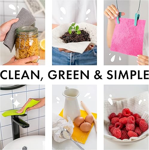 Miniatura 2 de SUPERSCANDI - Paños de cocina suecos, ecológicos, reutilizables, sostenibles, biodegradables, de esponja de celulosa, trapos de limpieza para platos