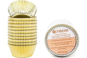 Gifbera Standard Gold Foil Cupcake Liners Wrappers Metallic Baking Cups