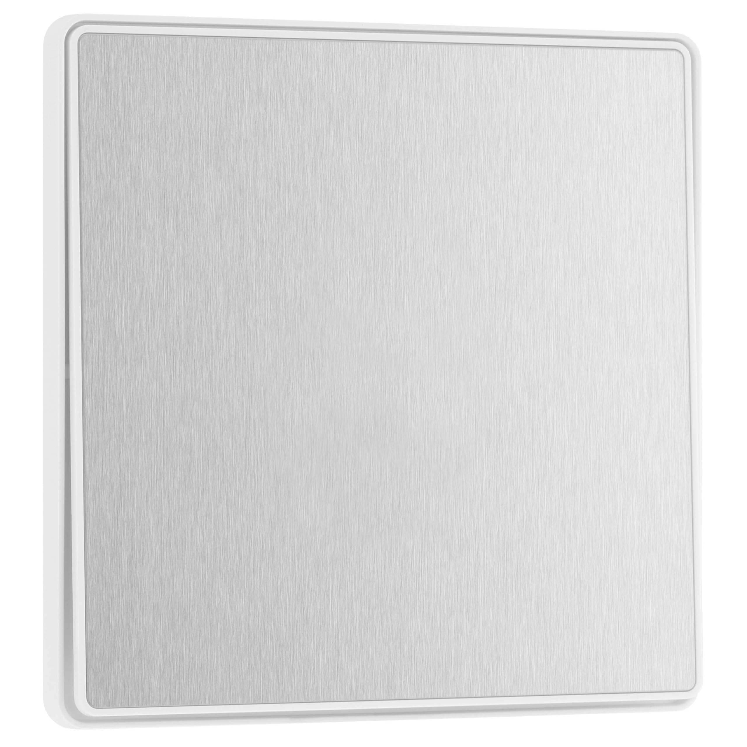 BG Electrical Single Wall Light Switch, 2-Way, Edge-to-Edge Rocker, Screwless Appearance, Round Edges, Evolve, Brushed Steel, 20A, 16AX, PCDBS12EW