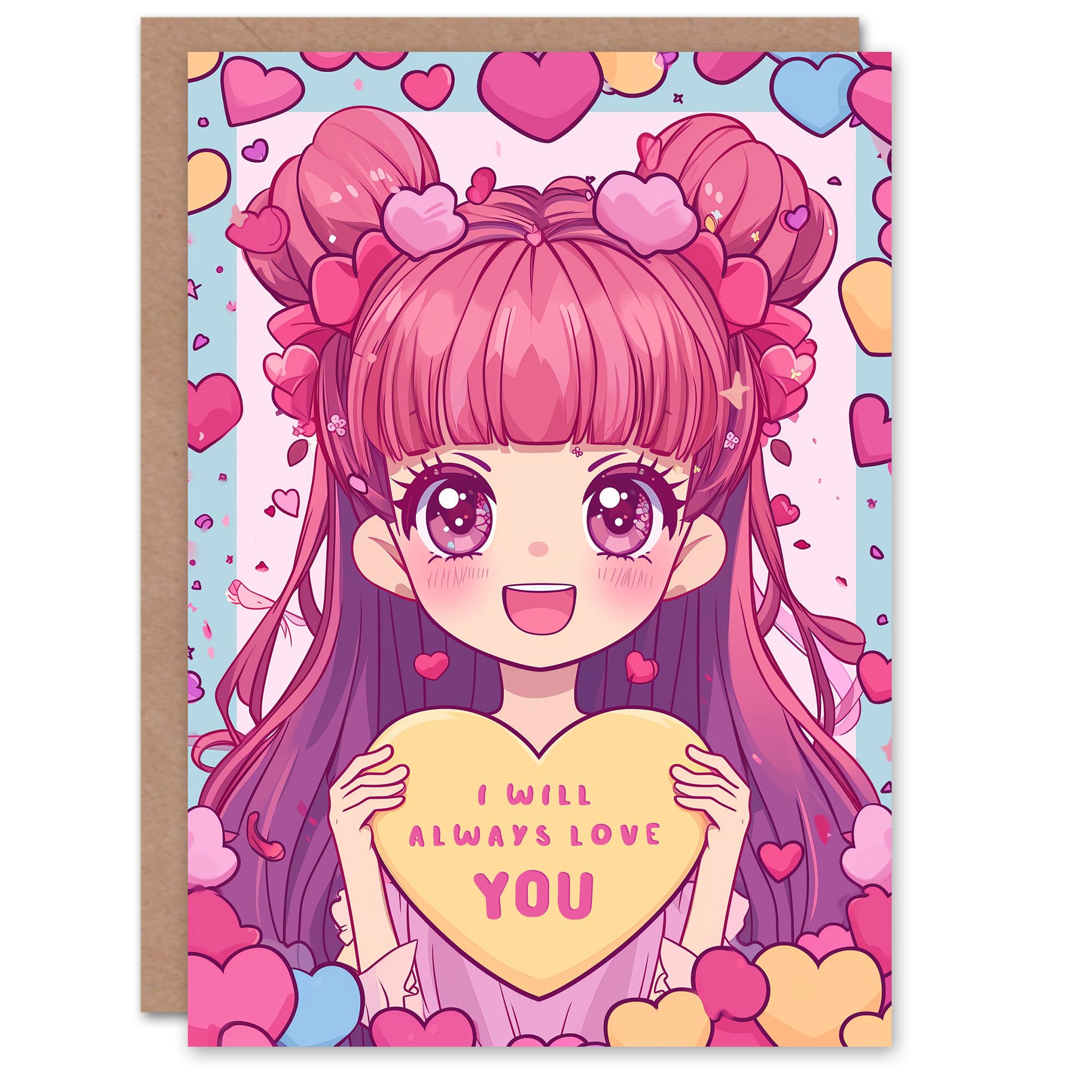 Artery8 Valentines Day Greeting Card Anime Always Love You Cute Manga For Her Wife Partner