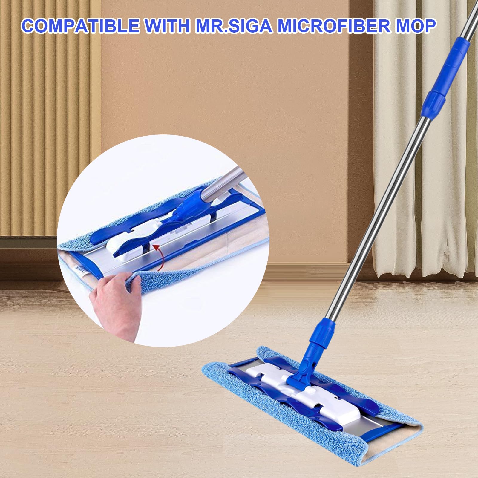 Confezione da 8 panni in microfibra compatibili con MR-SIGA Professional M-op, ricariche per la pulizia di pavimenti duri, doppio lato, riutilizzabili e lavabili
