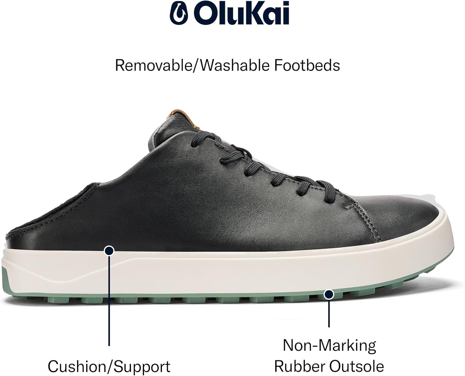 OLUKAI Wai'alae Men's Golf Shoes, Spikeless Golf Shoes, Supple Full-Grain Leather & Contoured Footbed, Waterproof & Stain-Resistant - Image 6