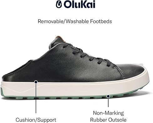 OLUKAI Wai'alae Men's Golf Shoes, Spikeless Golf Shoes, Supple Full-Grain Leather & Contoured Footbed, Waterproof & Stain-Resistant