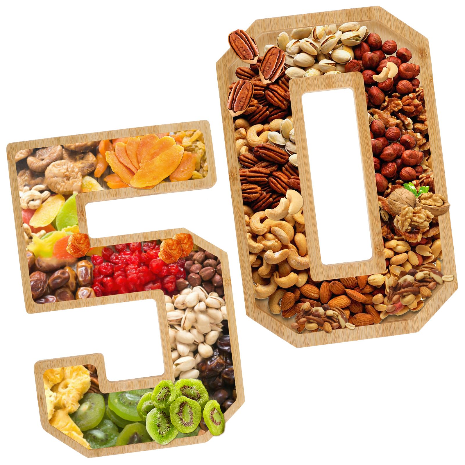 Charcuterie Fillable Number Board Wooden Cardboard Snack Food Cake Cookies, Fillable Number Serving Tray for Birthday Anniversary Party Supplies (50)