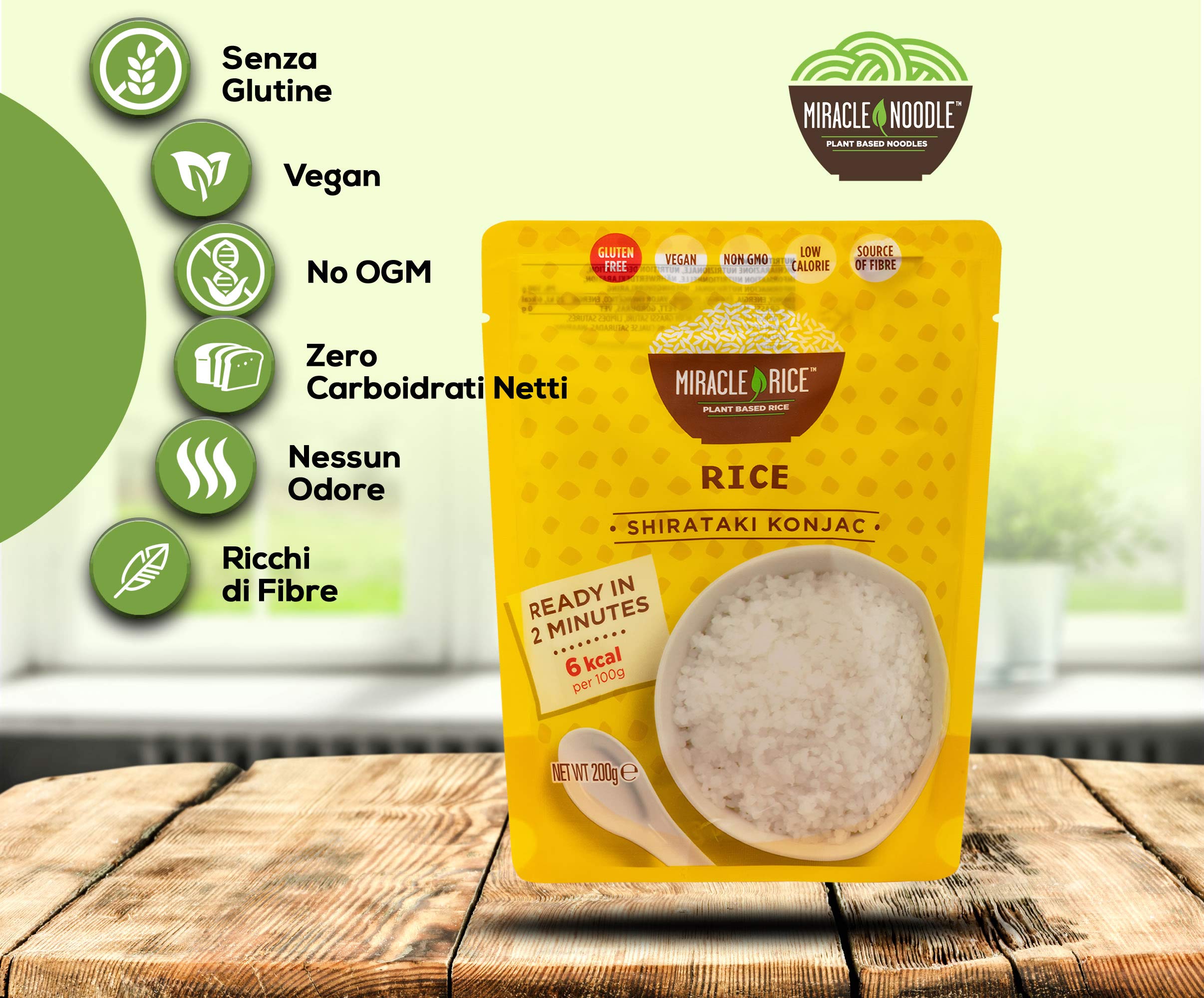 Arroz Shirataki Miracle Noodle sin hidróxido de calcio, 10 paquetes de 200 g cada uno