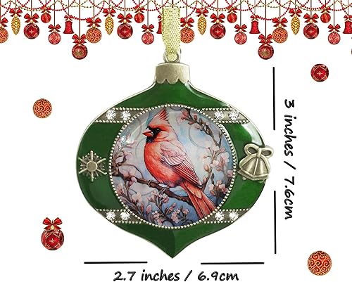 Miniatura 2 de Edición anual Pequeño Ornamento de Navidad Cardenal del Norte sobre Fondo Floral Adornos de Vacaciones Ornamento de Vidrio Creativo Árbol de Navidad