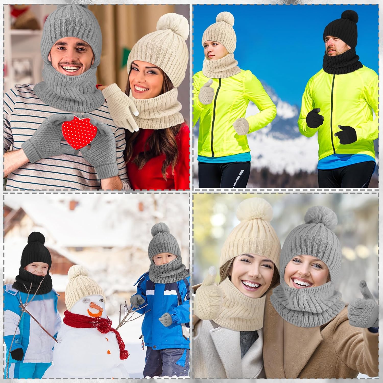 HooLing 9 Pcs Hat Scarf Gloves Set Gifts Winter Beanie Hat Scarf and Touch Screen Gloves Sets for Women Man Cold Weather - Image 5