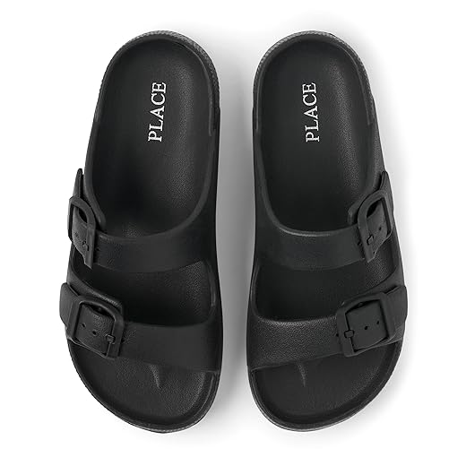 The Children's Place Boys' Boys' Everyday Slip on Double Buckle Slide Sandals