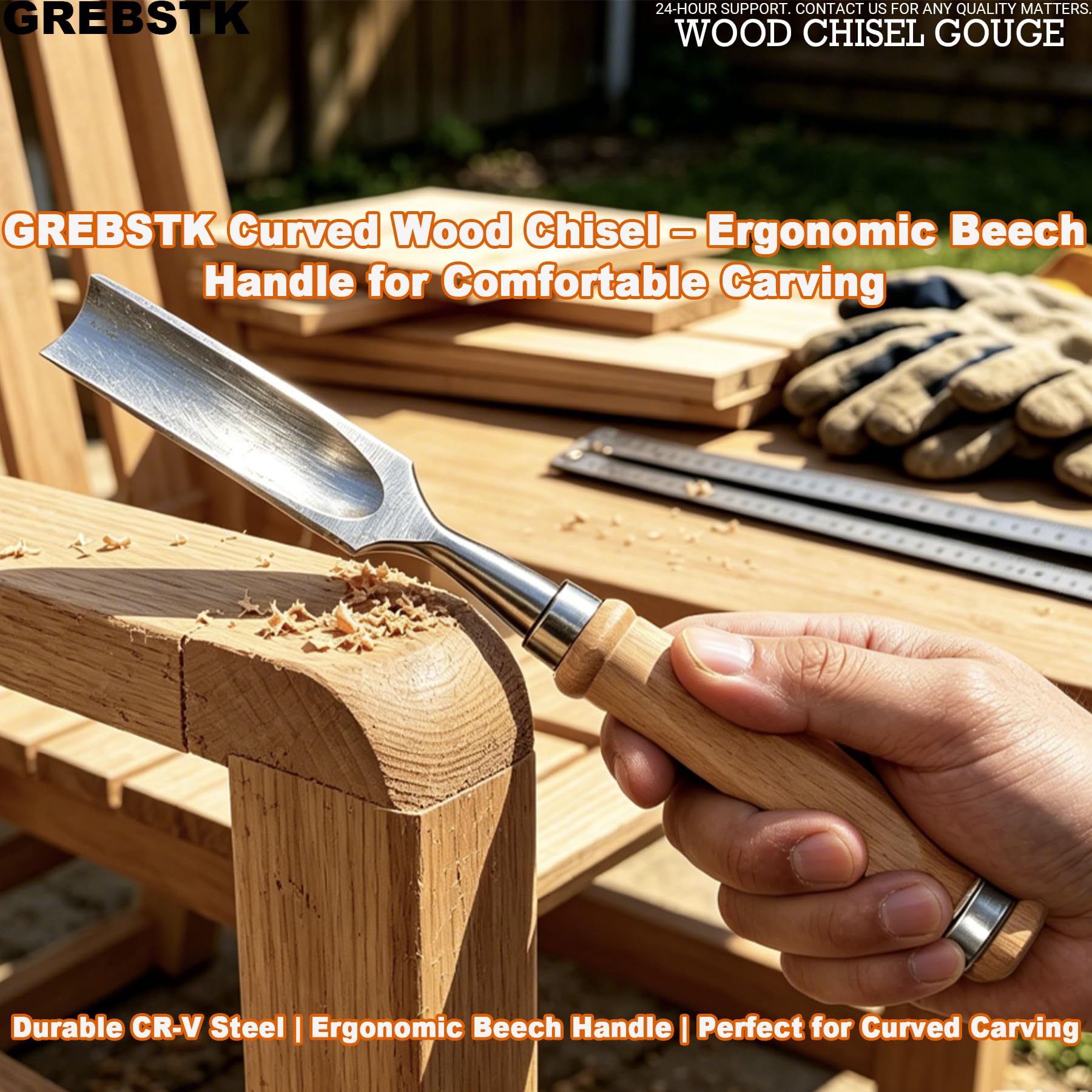 Wood Chisel Set - 4PC CR-V Blades, Ergonomic Handles -5 Wood Chisel Set - 4PC CR-V Blades, Ergonomic Handles -5