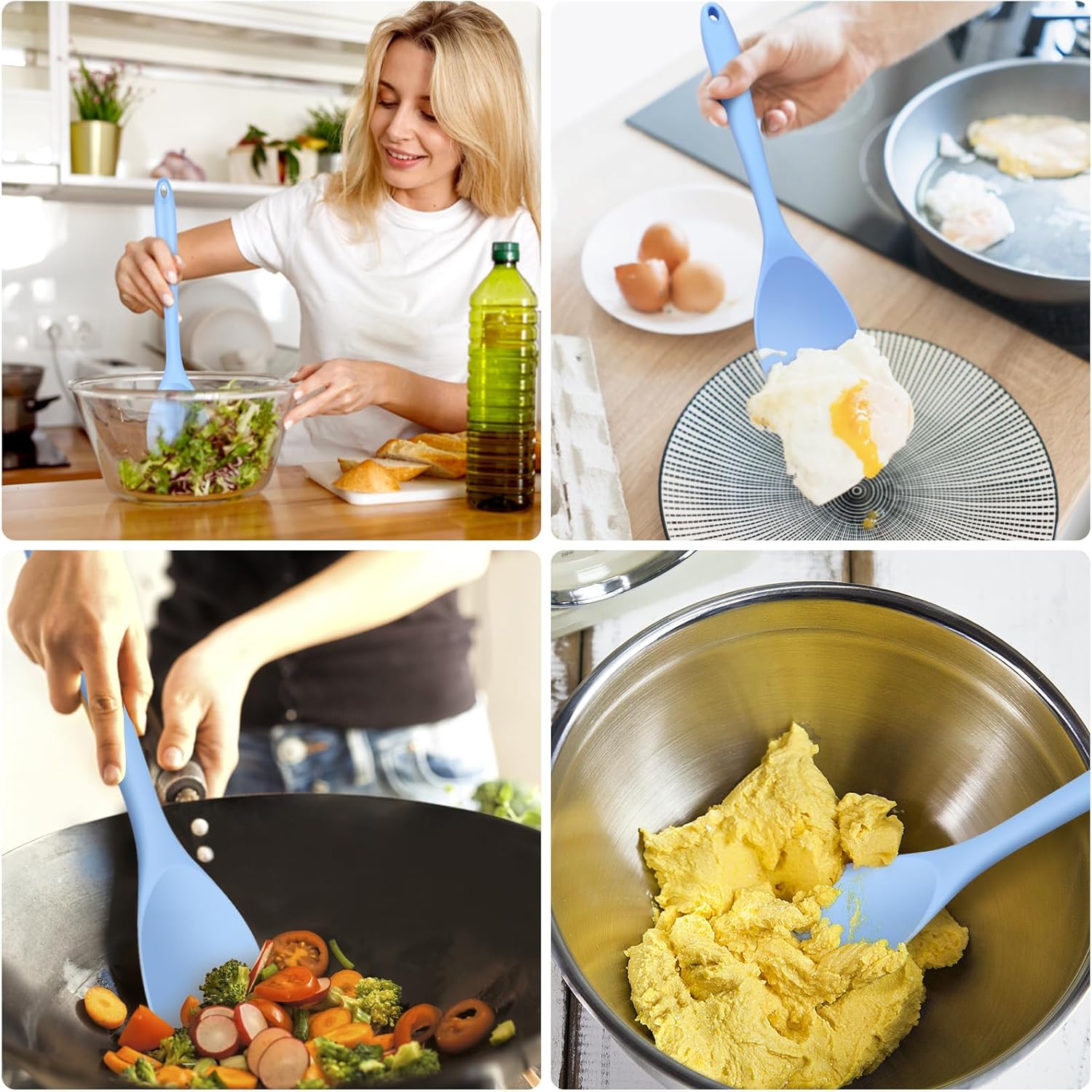 Silicone Spatula Spoon, Rubber Spoonula set Heat Resistant, Sel