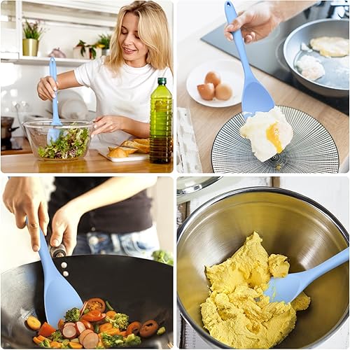 Miniatura 3 de Juego de 2 cucharas de espátula de silicona, juego de cucharas de goma, resistentes al calor, raspadores antiadherentes sin costuras para hornear