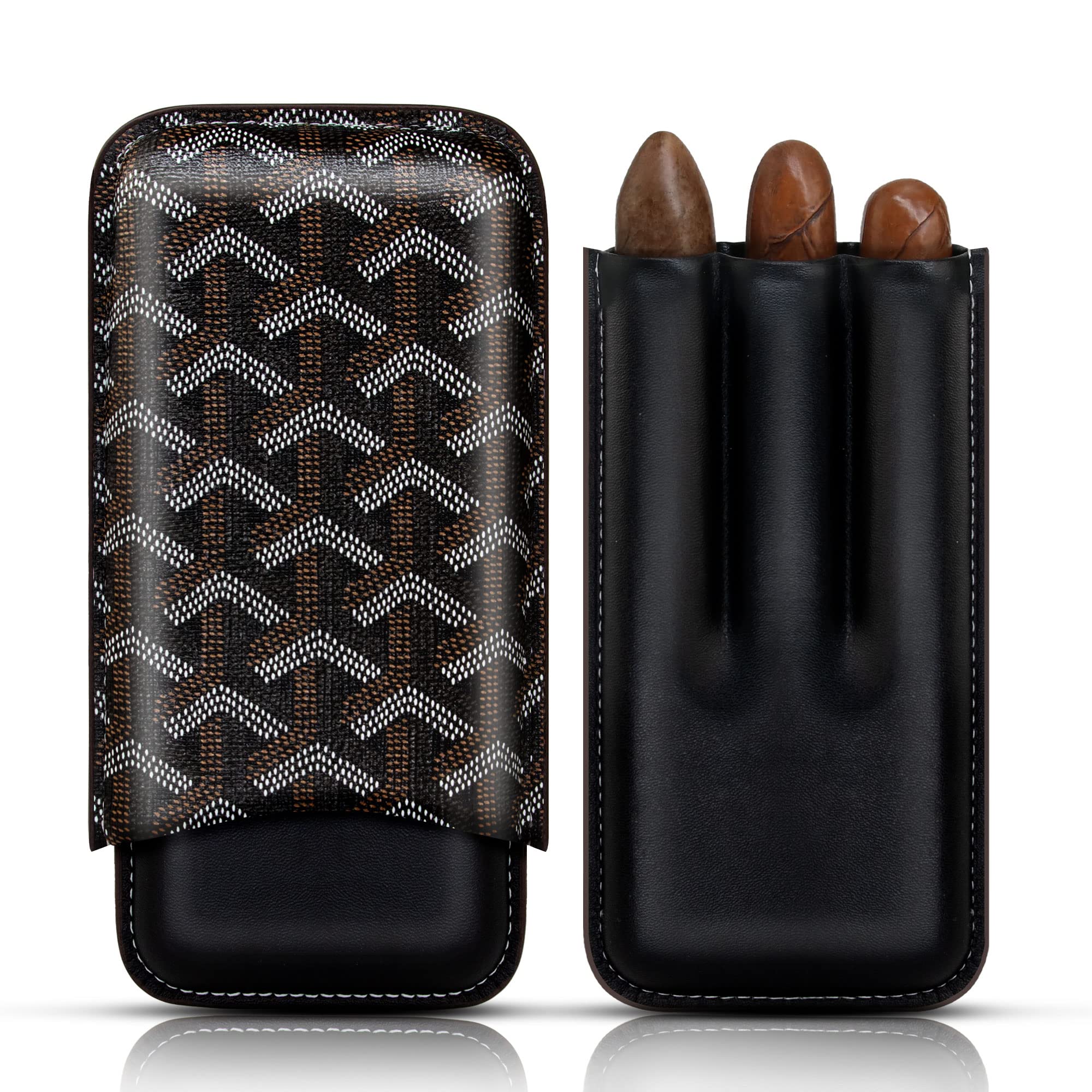 Buy wanbroCigar Case, 3pcs Holder, Cigars Travel Case, Leather Made