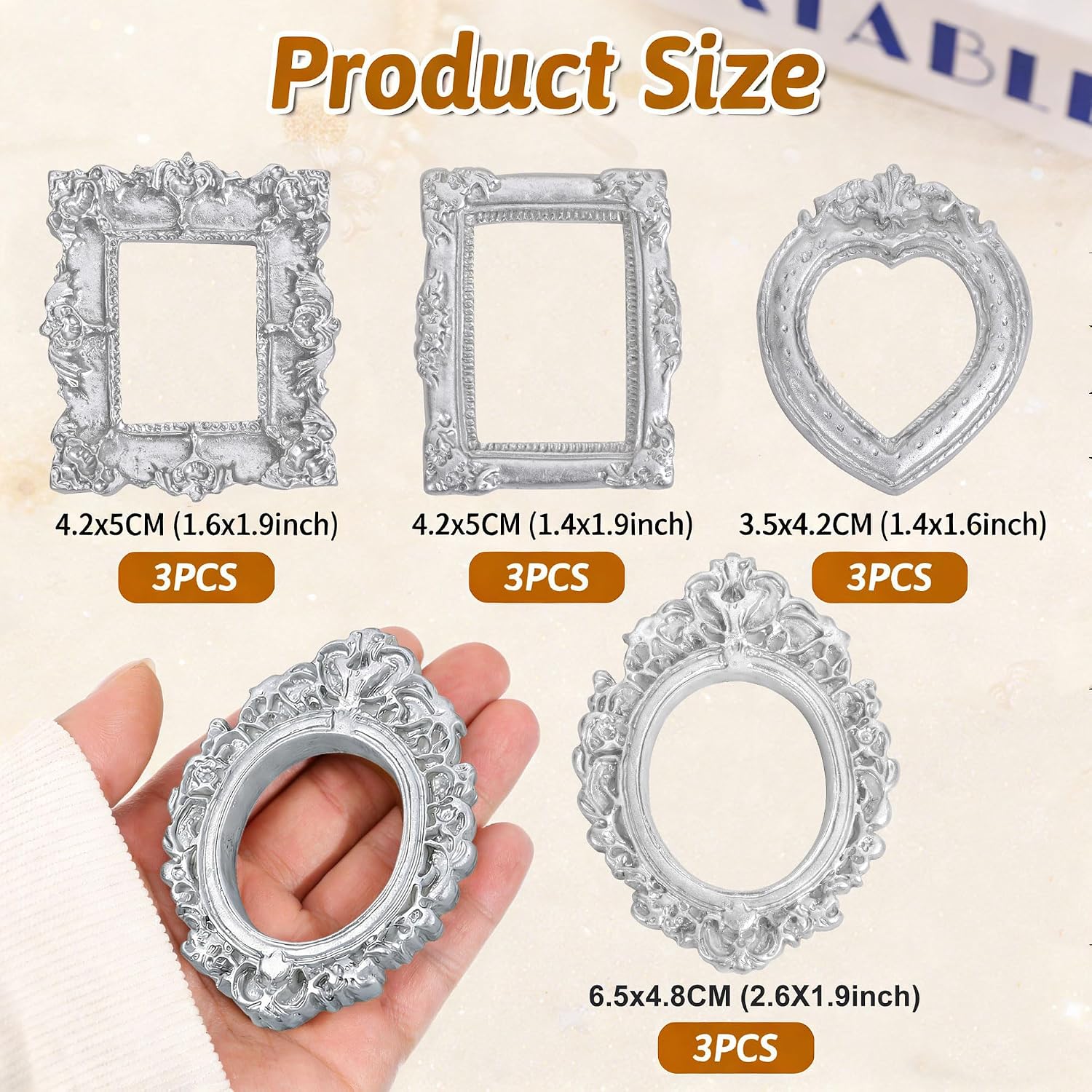 16Pcs Mini Silver Picture Frames Vintage Jewelry Display Photo Craft Decor 16Pcs Mini Silver Picture Frames Vintage Jewelry Display Photo Craft Decor - Image 5
