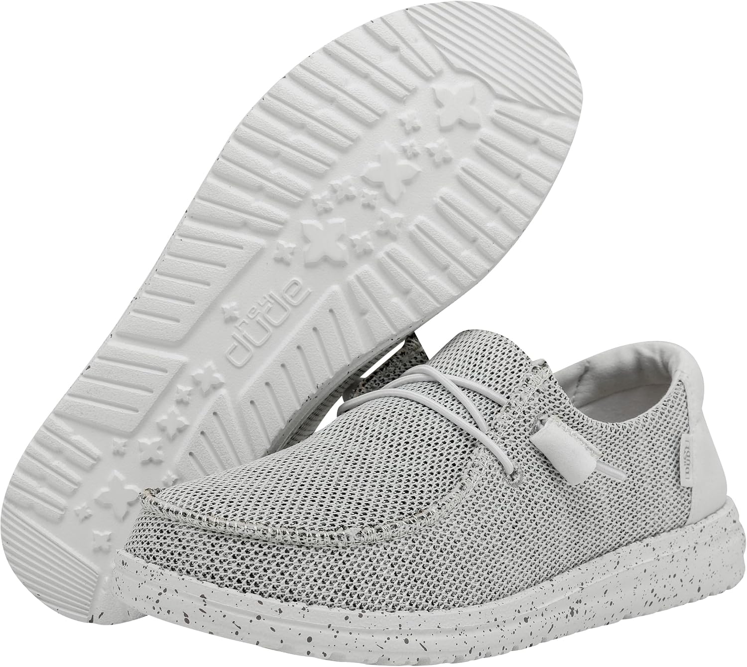 HEYDUDE Women's Wendy Sox Slip On Shoe, Stone White, Size 8 | No Tie Elastic Laces, Removable Foam Insole, Ultralight Flexible Outsole, Soft Cushioning, Breathable Stretch Upper