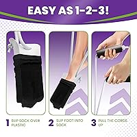 Vista 4 de MARS WELLNESS Deluxe Molded Sock Aid Donner – Asas de agarre de espuma – Cordones ajustables de 31 pulgadas – Deslizador de calcetines – Ancianos