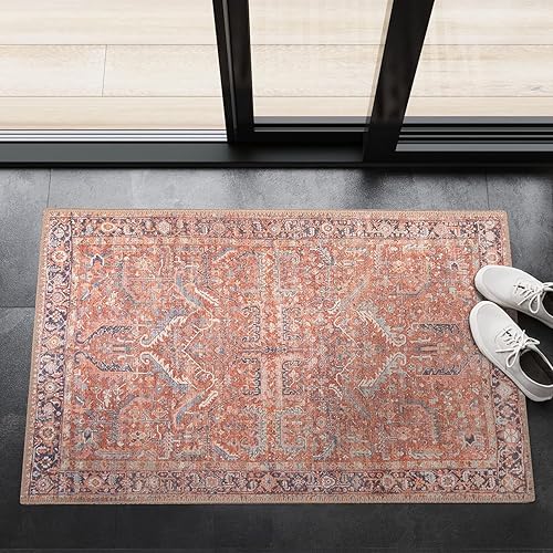 Miniatura 4 de GLN Rugs Traditional Collection - Alfombra de felpilla lavable a máquina, tradicional lavable, antideslizante, alfombra de felpilla de pelo bajo,