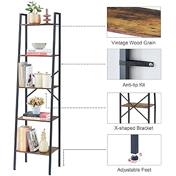 Amazon.com: Hoctieon Industrial Ladder Bookshelf