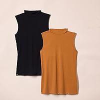 Amazon Essentials Top Senza Maniche in Maglia a Costine Slim Fit con Scollo a Lupetto Donna