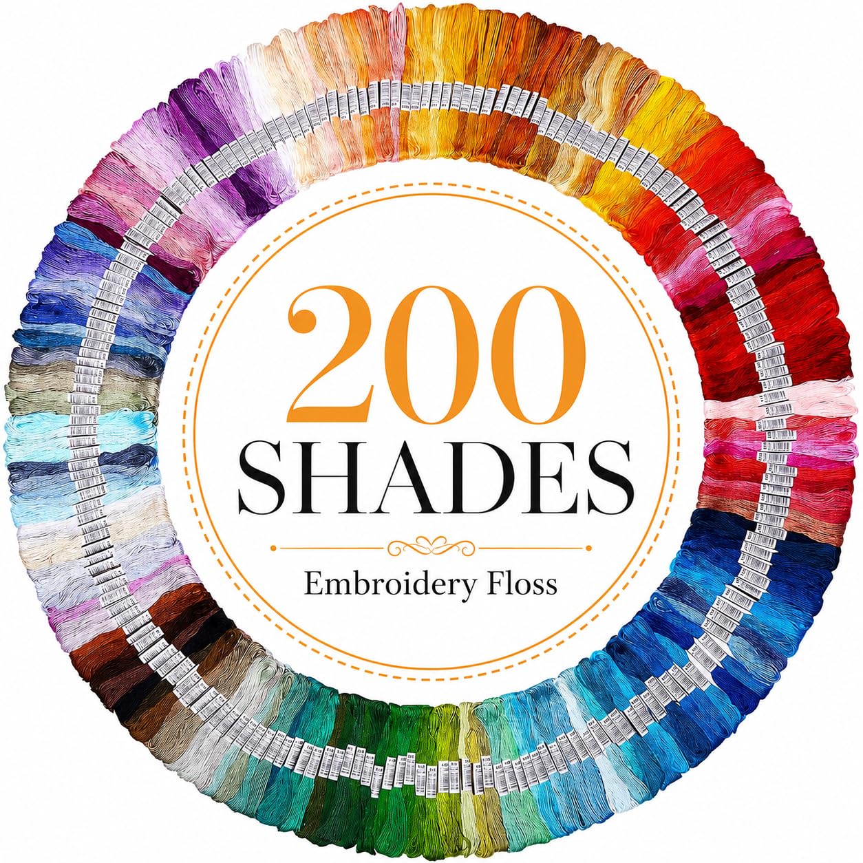 200 Colours Embroidery Threads, 6 Strand Cotton Embroidery Floss Set with Numbered Colour Labels, Cross Stitch Thread for Friendship Bracelets, Needlework and DIY Crafts