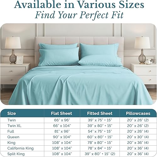 Miniatura 5 de Casa Platino Sábanas tamaño King de 500 hilos, satén suave, 100% algodón, sábanas de 6 piezas con sábana encimera, sábana bajera ajustable y fundas