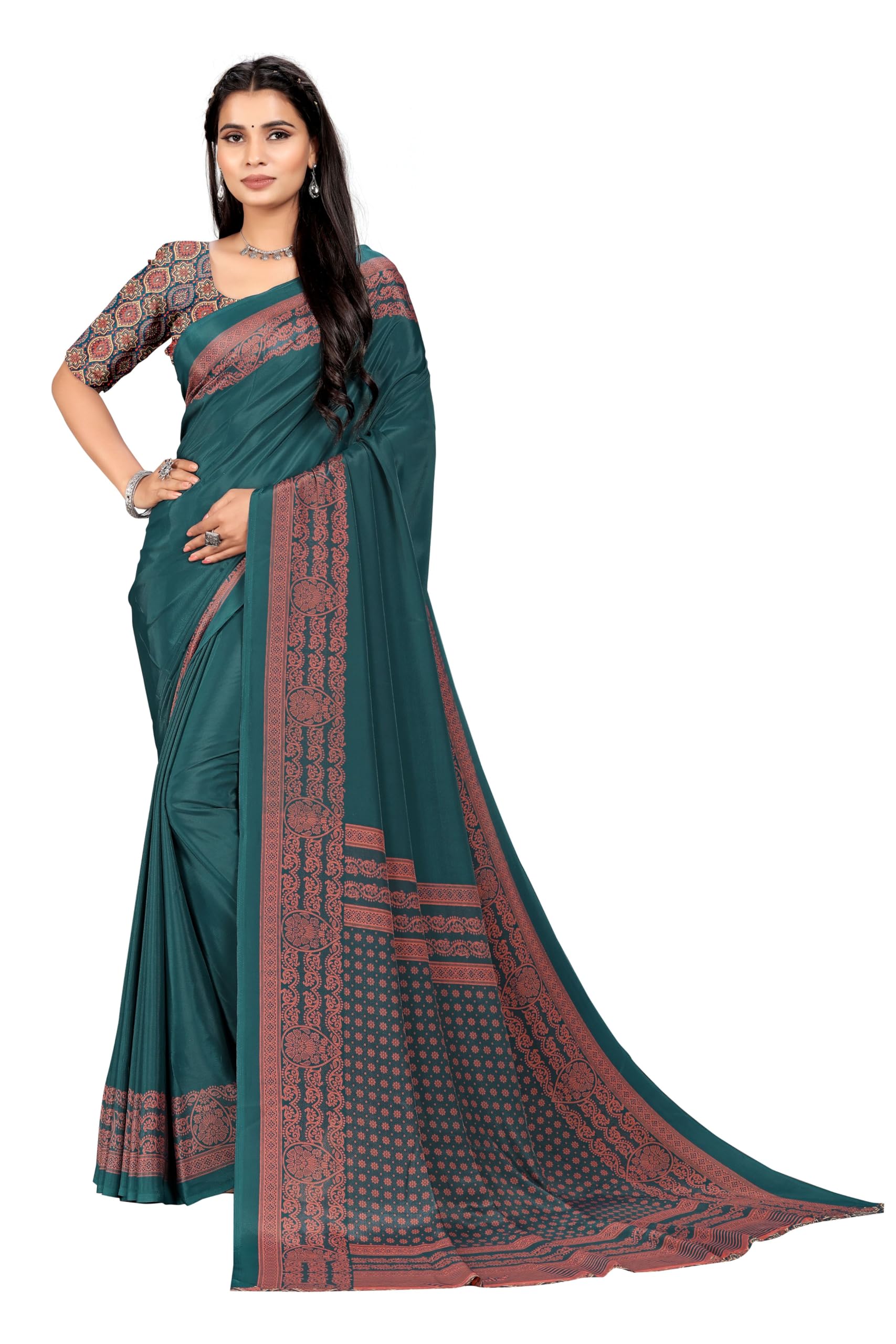 Women's Multicolor Crepe Silk Uniform Saree with Blouse (5113_5124_UU)-image-34