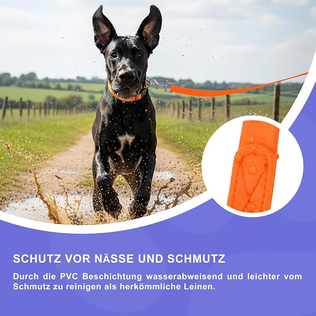 Foto 4 de 8 de Reichstadt Pets Correa PVC Perros Repelente Agua Orange 10m
