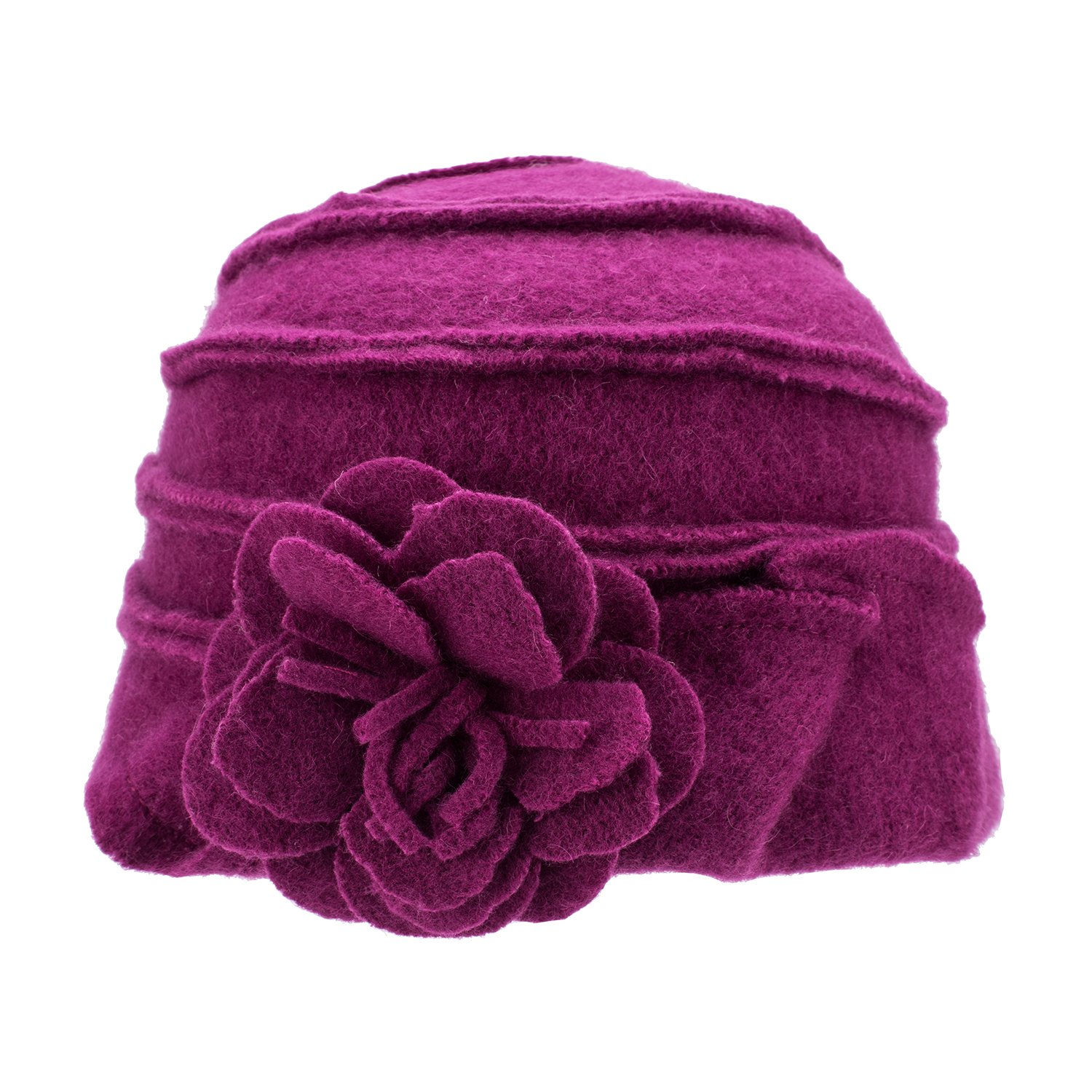 Lawliet Solid Color 1920s Womens 100% Wool Flower Winter Bucket Cap Beret Hat A376