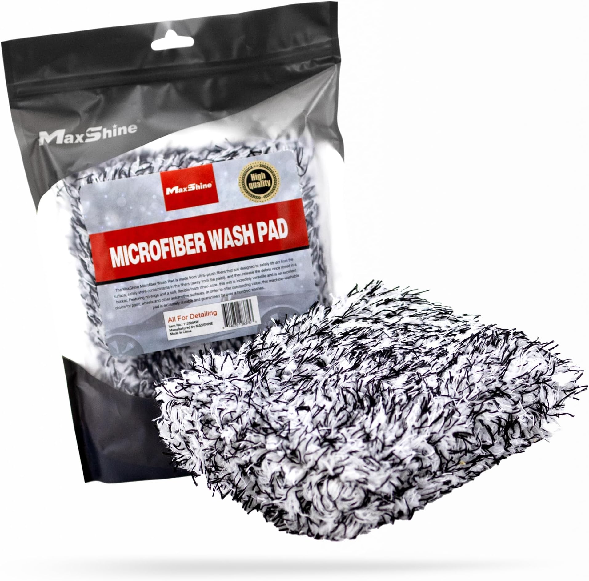 Maxshine Universal Super Fluffy Microfiber Wash Pad | Ergonomic Scratch-Free Car Wash Pad for Wax, Sealants & Glazes | Washable Reusable Microfiber Pad | Auto Detailing & Car Cleaning Tool