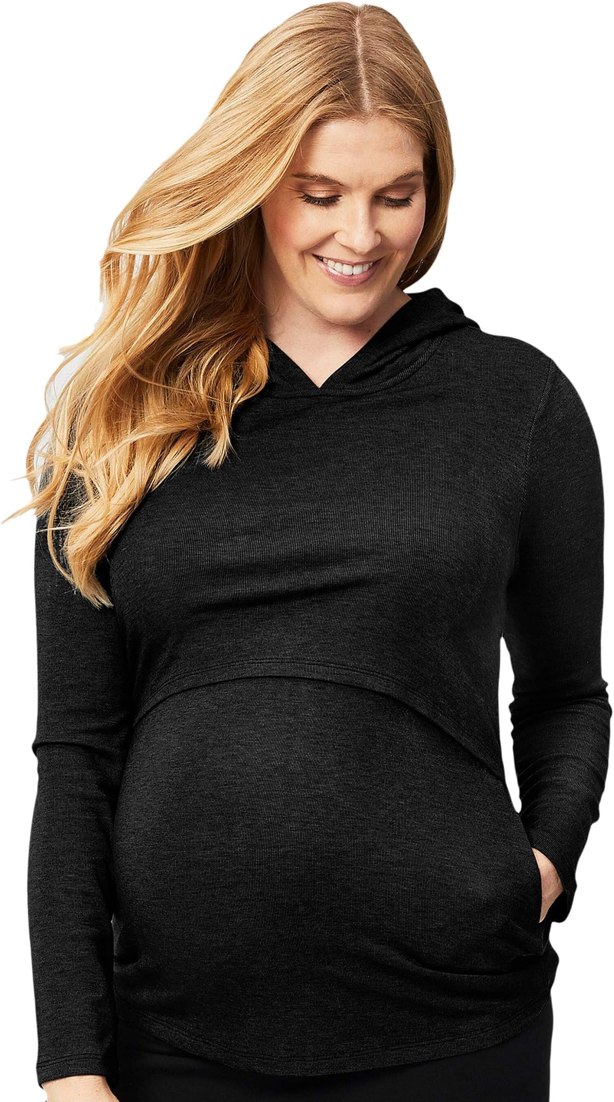 Women's Maternity and Nursing Winter Hoodie, Black, Small T-Shirt