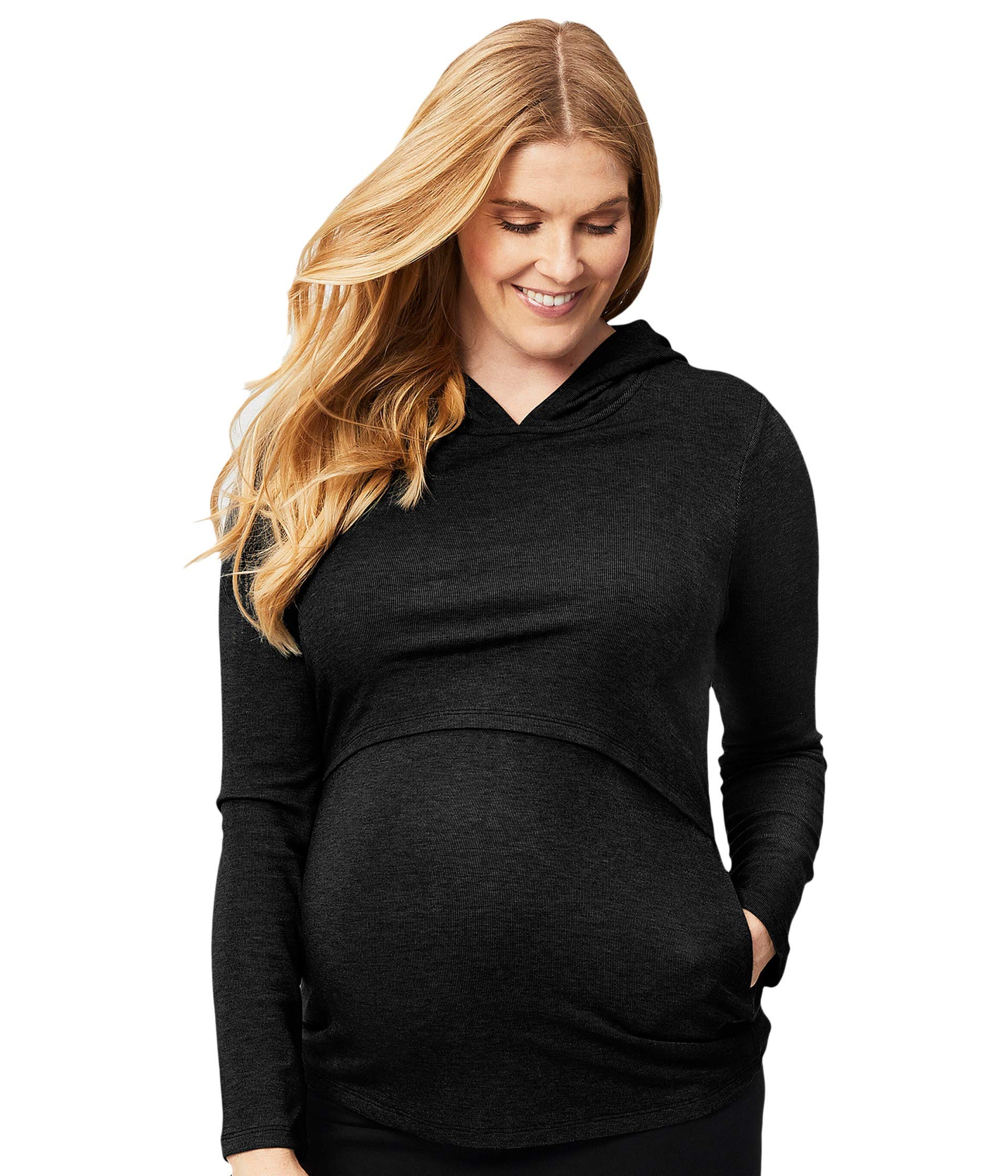 Women's Maternity and Nursing Winter Hoodie, Black, Small T-Shirt
