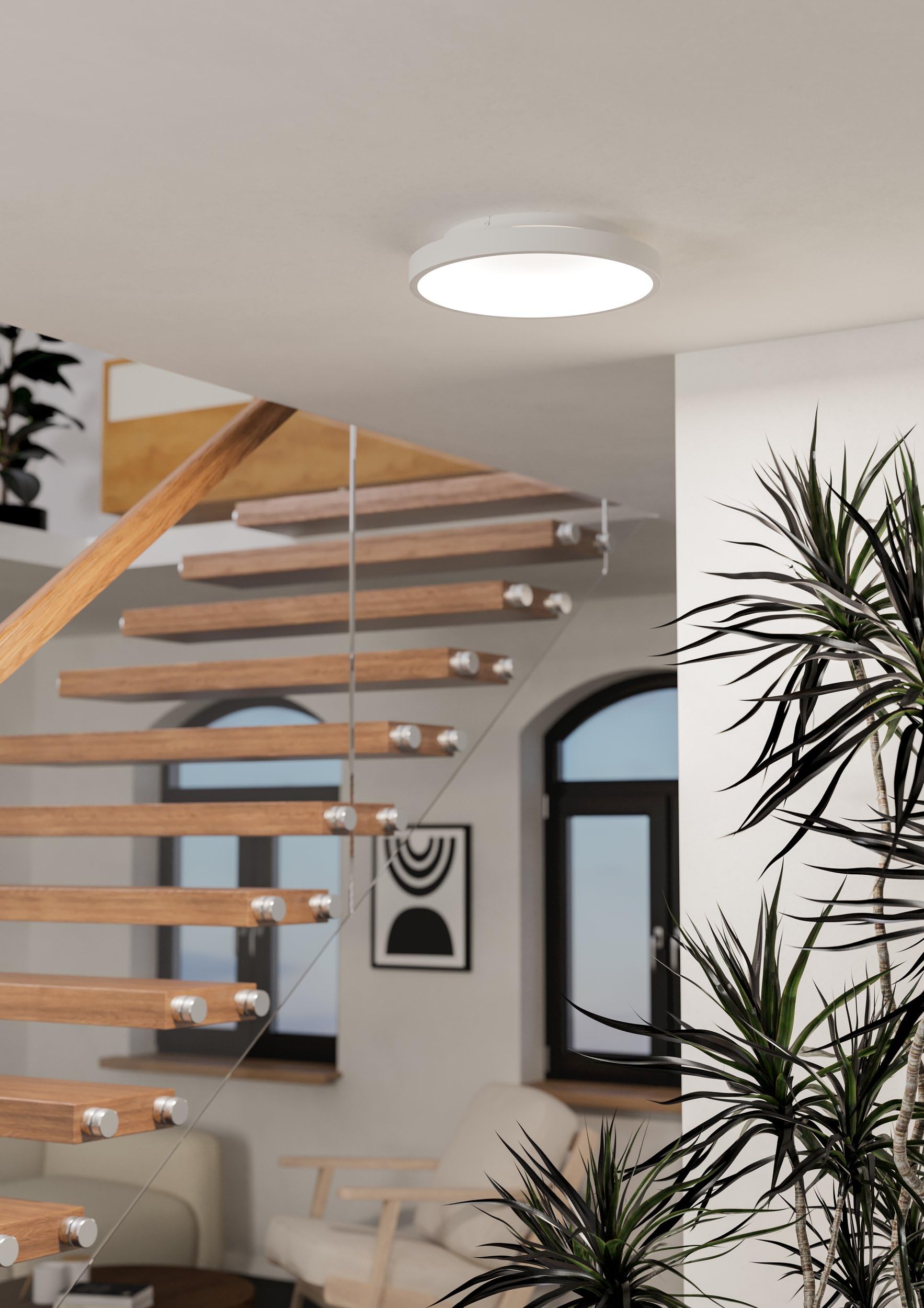 EGLO connect.z Smart-Home LED Deckenleuchte Loretello-Z | Deckenlampe dimmbar, ZigBee, Matter, App und Sprachsteuerung Alexa, warmweiß-kaltweiß, RGB, weiß, Ø 35 cm