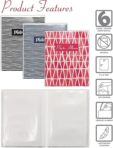 Miniatura 3 de Better Office Products 36 mini álbumes de fotos, 4 x 6 pulgadas, paquete de 6, cubierta flexible con insertos decorativos extraíbles, cubierta