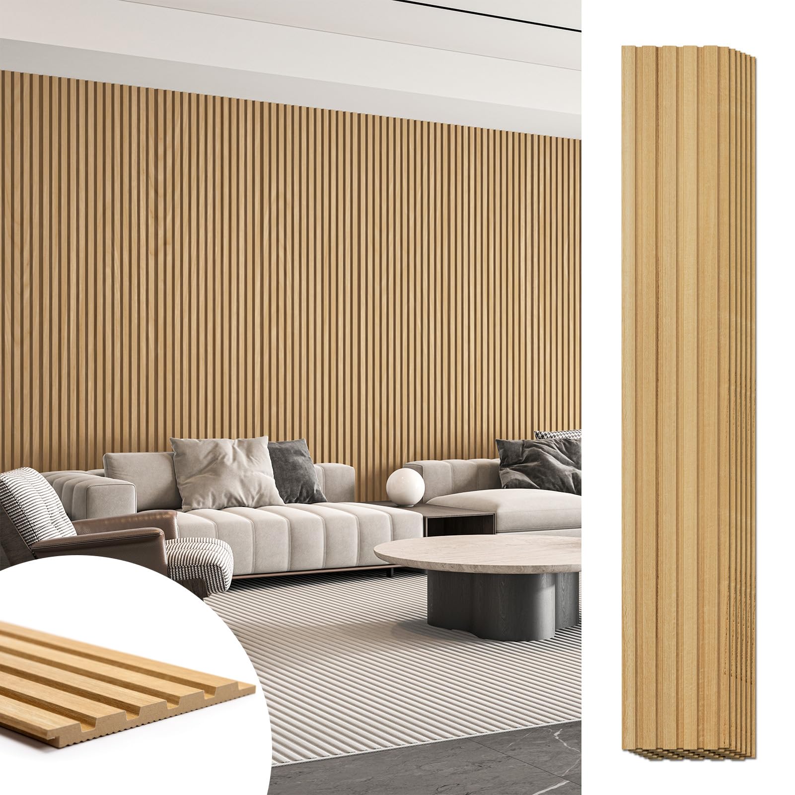 Photo 1 of Art3d Wood Slat Wall Panels, 6-Pack, Boxwood