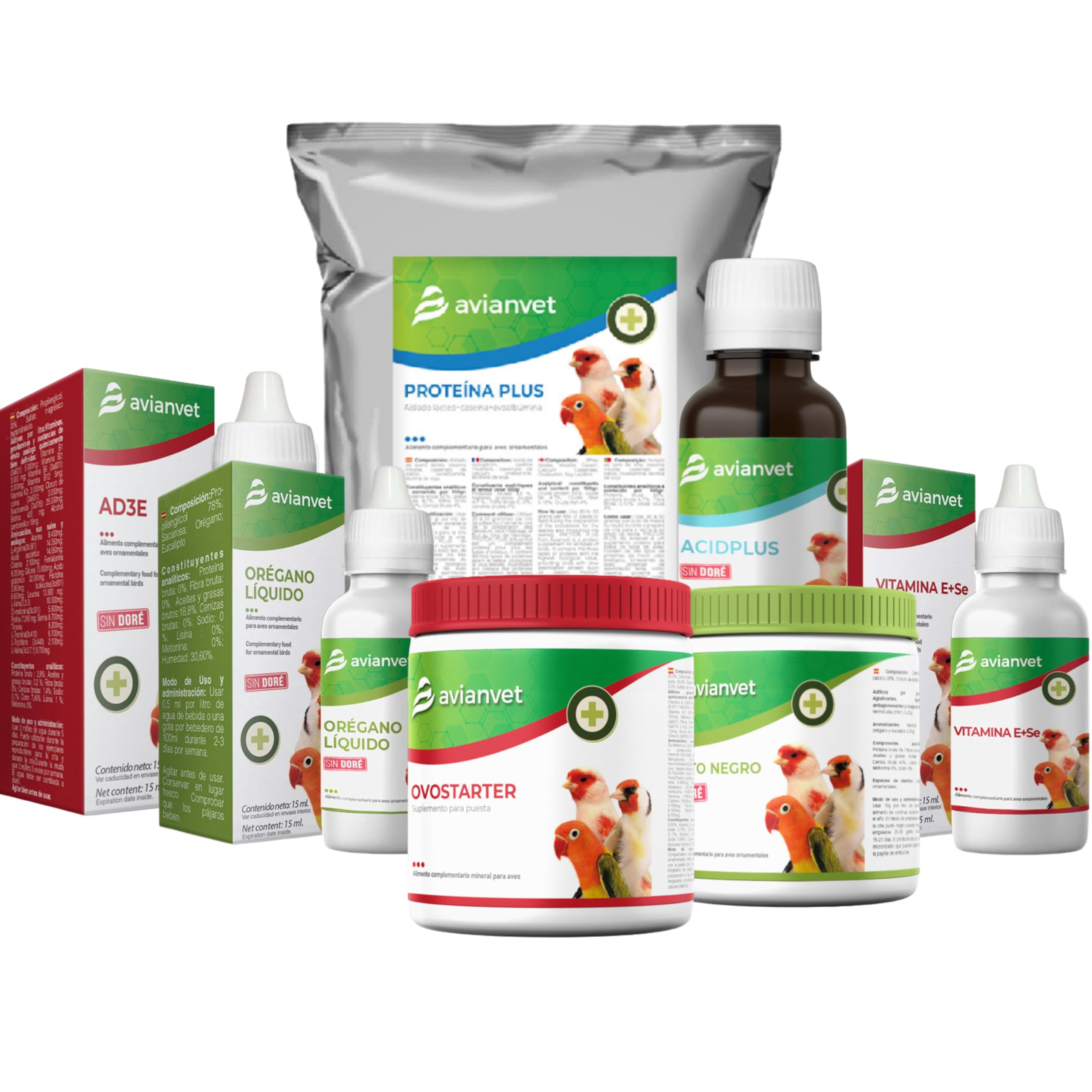 Avianvet Mini Pack Preparación Cría | 7 uds de Alimentos y Suplementos para Pájaros | Especial para el Cuidado de Las Crías