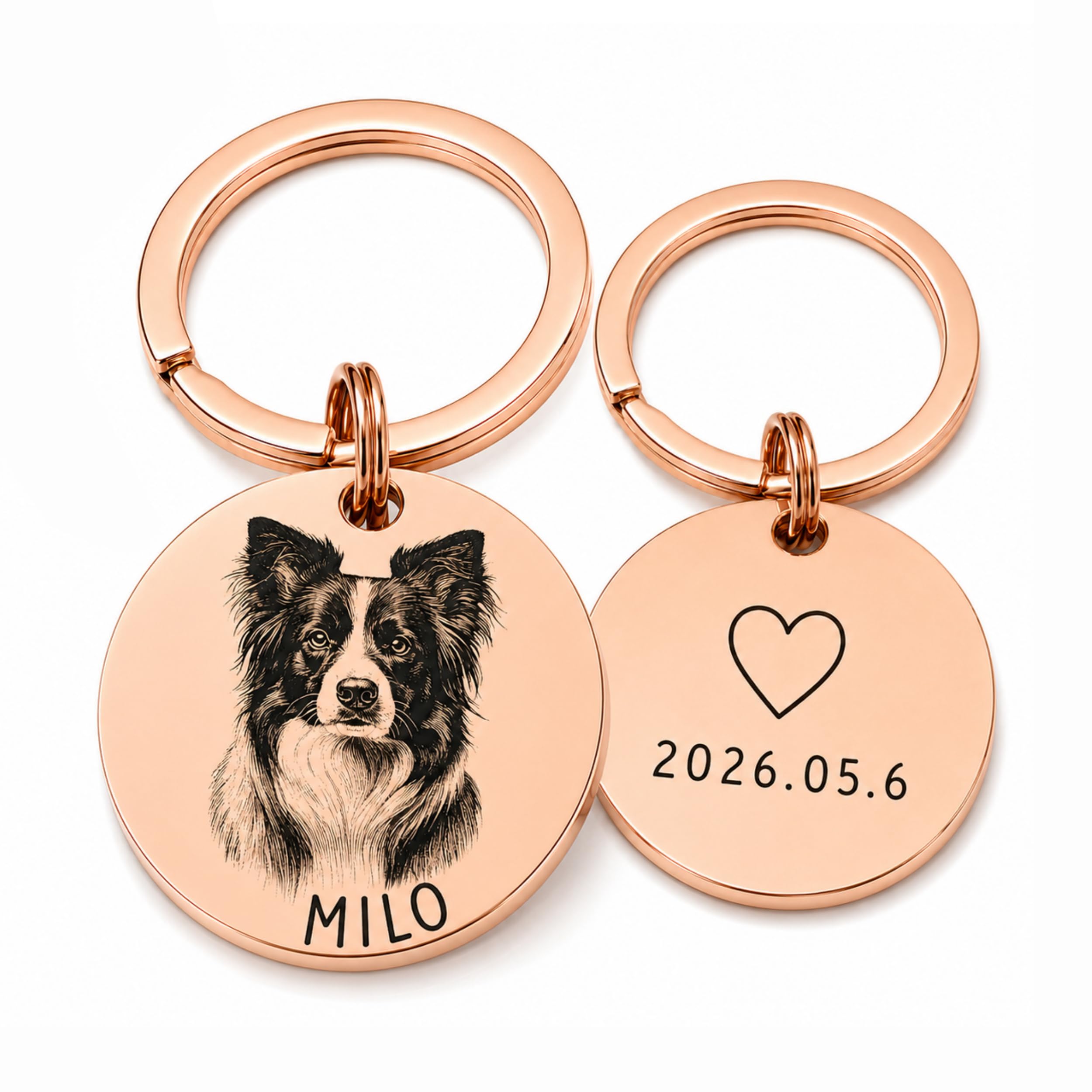Personalised Pet Memorial Keyring with Custom Dog Cat Portrait, Engraved Pet Remembrance Gift, Photo Keepsake Keychain for Loss of Dog Cat, Paw Print Sympathy Gift for Pet Lovers