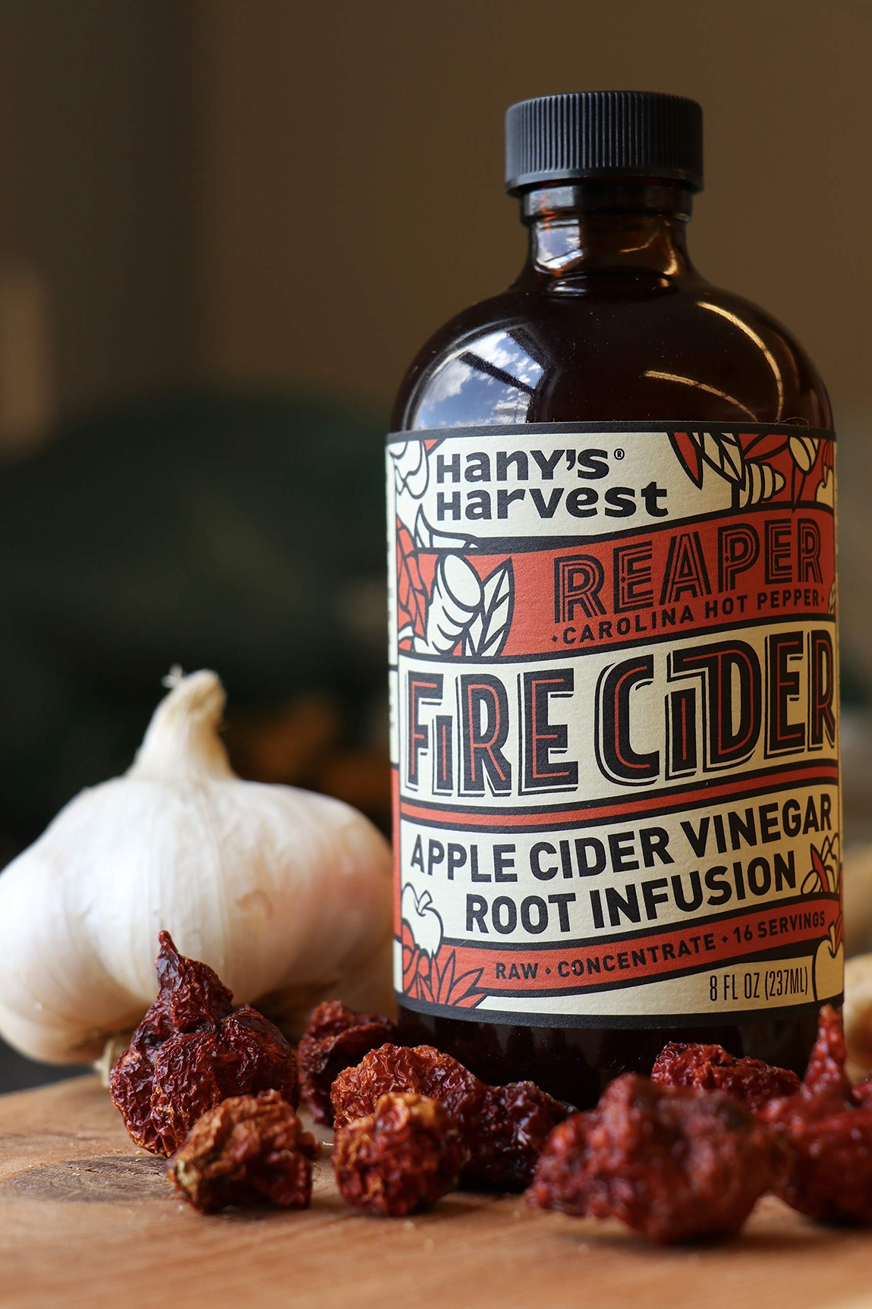 Hany's All Natural Carolina Reaper Fire Cider Tonic with Raw Unfiltered
