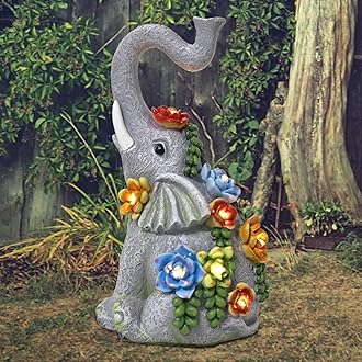 halp·ssfm Elephant Garden Statue Solar Lamp with 8 Led Lights Decor Outdoor R...