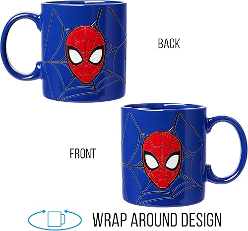 Miniatura 6 de Silver Buffalo Marvel Comics Spiderman - Taza de cerámica resistente a la cera, 20 onzas, azul/multicolor, 20 onzas