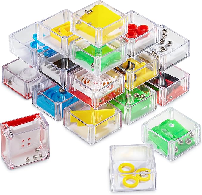 Mini Cube Puzzle Box Set Pack of 24 Balance IQ Party Favor Games for Kids, Teens and Adults, 1