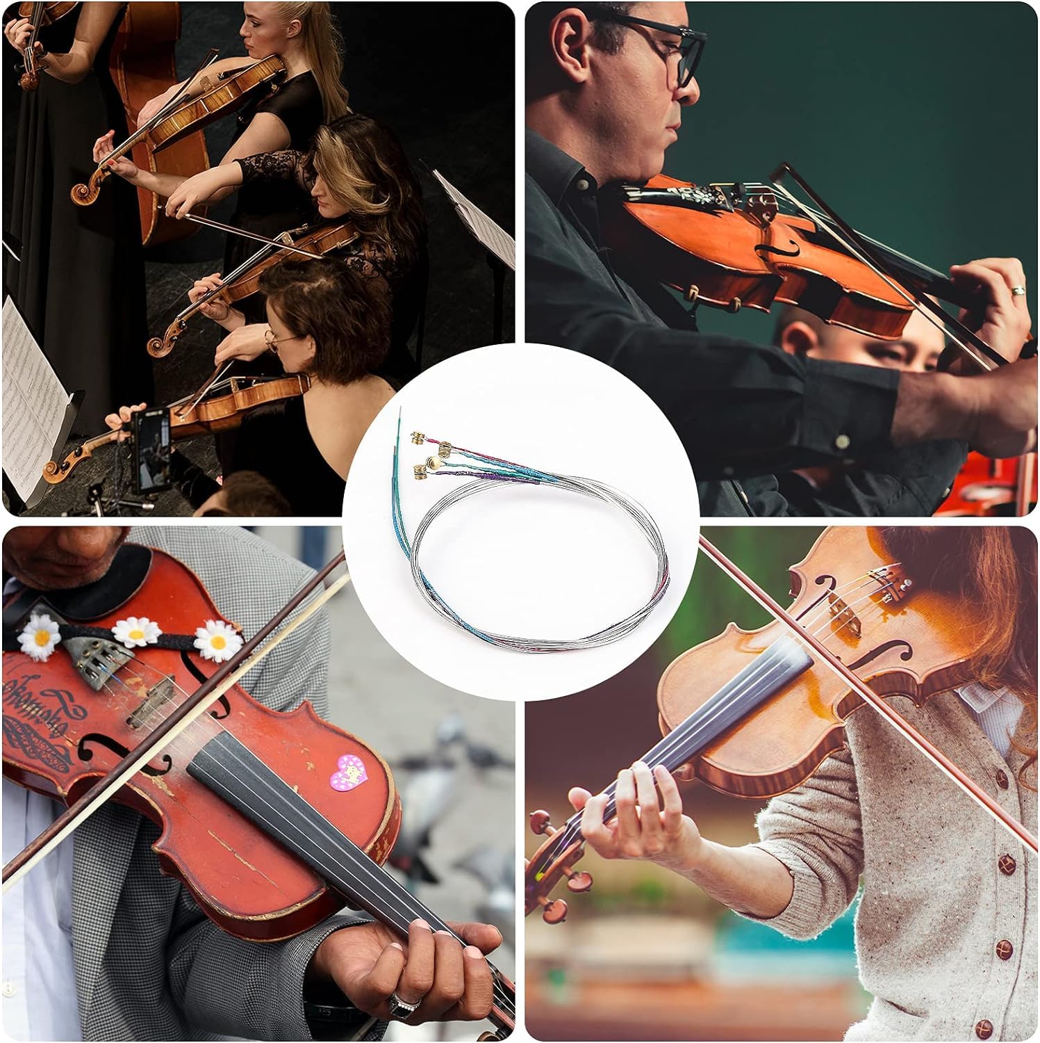 DEVICE OF URBAN INFOTECH Violin String Set E/A/D/G Violin Strings for Size 1/4, 1/2, 3/4, 4/4 Violins Warm Tone, Solid Steel Core, Nickel-Plated Ball Head Replacement Strings for Violin - Image 9 thumbnail