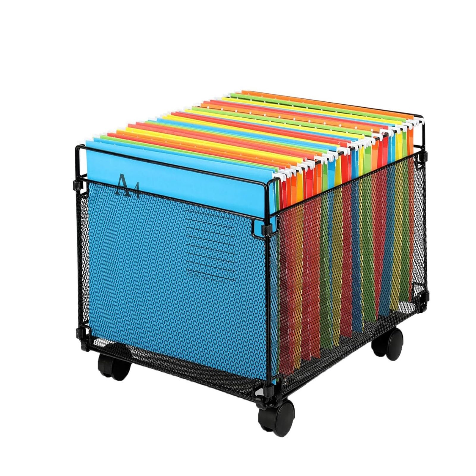 Schubladenbox Hängeregistraturbox Aus Netzstoff, Aktenordner-Organizer Mit Rädern, Metall-Aufbewahrungskiste Für 40 Akten Im Briefformat, Bürobriefe, Speisekammer, Kleidung Und Bad