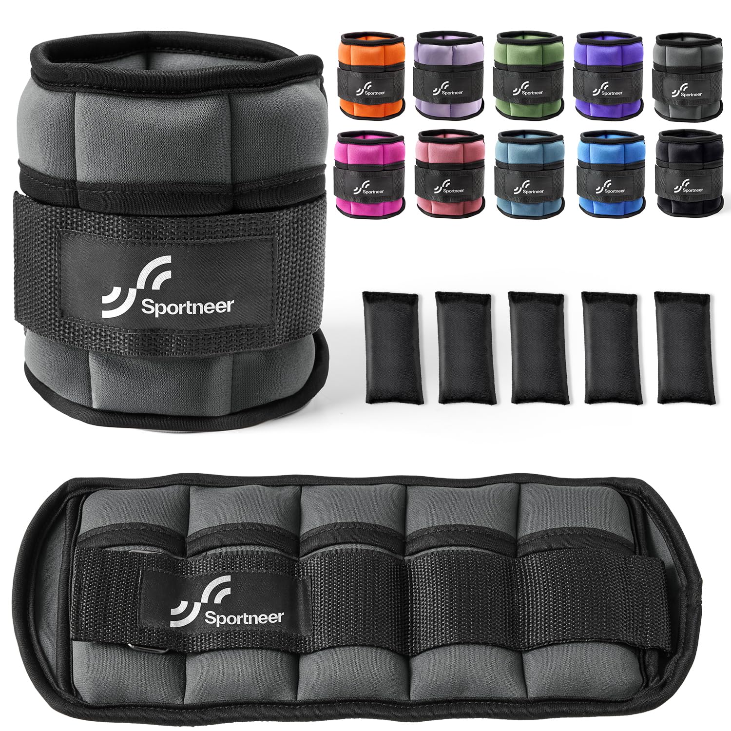 Sportneer Ankle Weights Adjustable Ankle Weights Set Wrist Strap 0.45kg - 2.25kg Each Ankle, 0.9kg - 4.5kg a Pair โ image 1